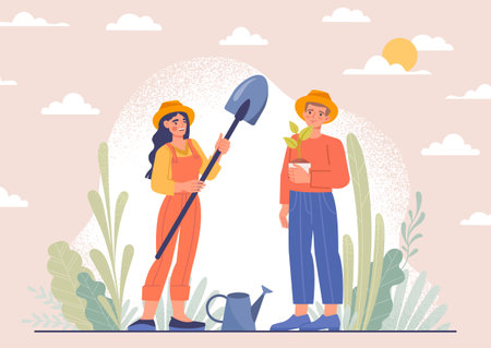 Work in gardenのイラスト素材
