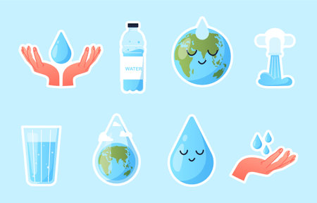 Water Day Stickersのイラスト素材