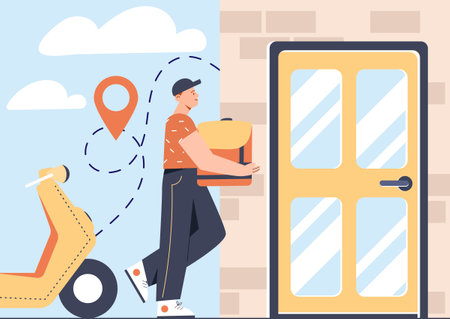 Courier delivery to houseのイラスト素材