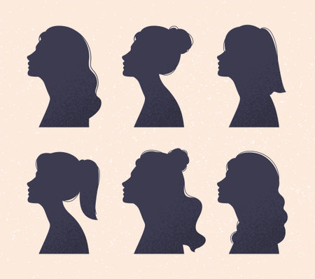 Female head silhouette setのイラスト素材