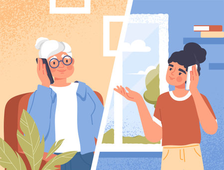 Phone conversation communicationのイラスト素材