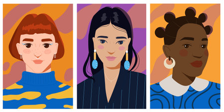 Set of portraits of beautiful girls