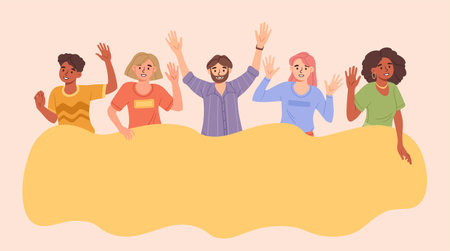 Happy people bannerのイラスト素材