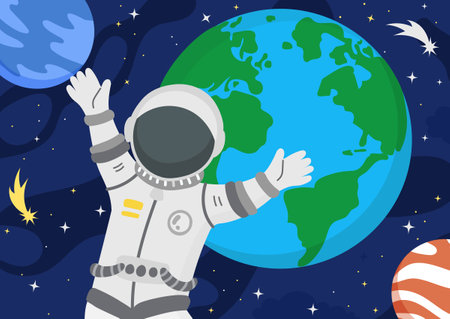 Astronaut on space backgroundのイラスト素材