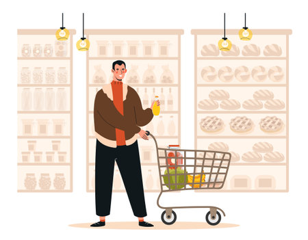 Man at supermarketのイラスト素材