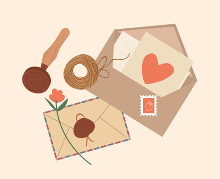 Cute envelopes with lettersのイラスト素材