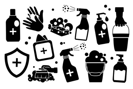 Antibacterial black setのイラスト素材