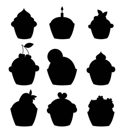 Bakery set silhouetteのイラスト素材