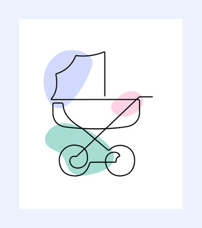 Baby stroller lineのイラスト素材