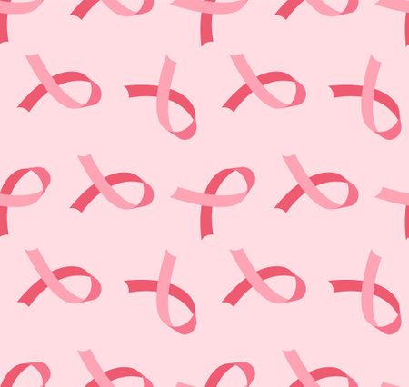 Pink ribbon seamless backgroundのイラスト素材