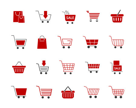 Black and red basket icons setのイラスト素材