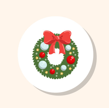 Christmas wreath stickerのイラスト素材