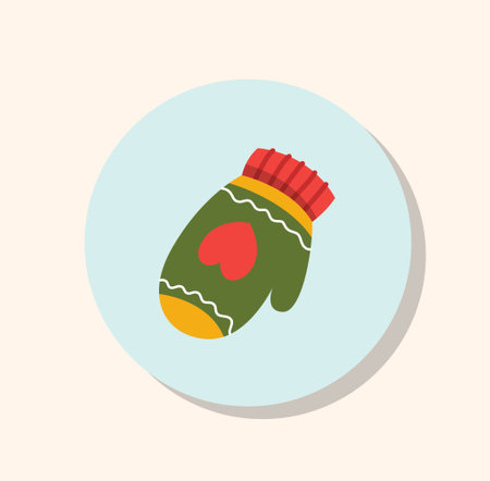 Christmas mitten stickerのイラスト素材