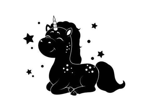 Unicorn silhouette conceptのイラスト素材