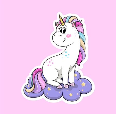 Cute unicorn stickerのイラスト素材