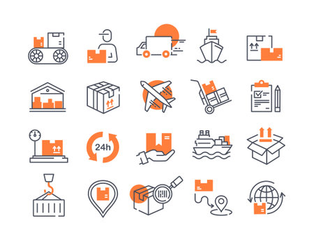 Delivery color icons setのイラスト素材