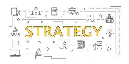 Business strategy line bannerのイラスト素材