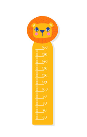 Children height chart with lionのイラスト素材