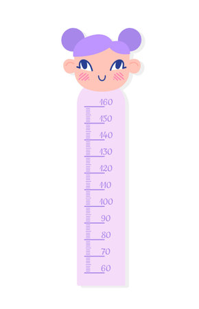 Children height chart with girlのイラスト素材