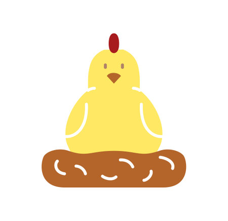Chick on nest color iconのイラスト素材