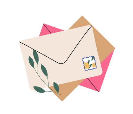 Envelope with flowersのイラスト素材