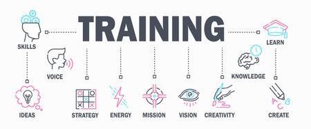 Cognitive skills line bannerのイラスト素材