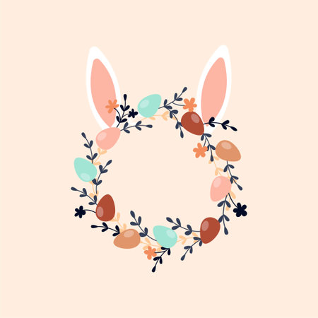Easter boho wreath with eggsのイラスト素材