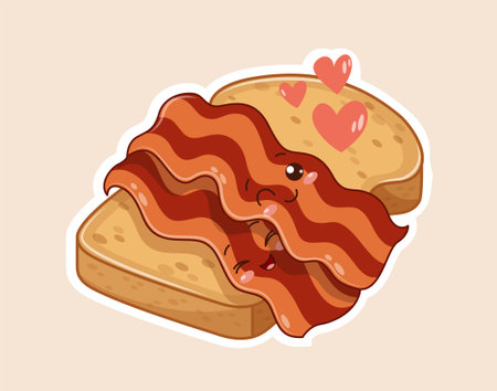 Kawaii toast with baconのイラスト素材