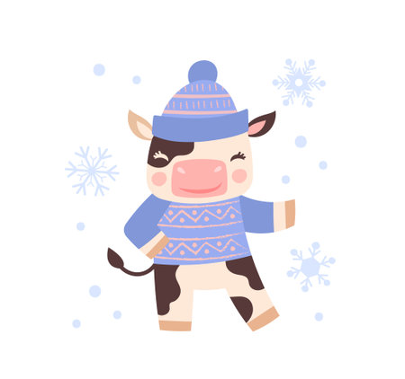 Cow with snowのイラスト素材