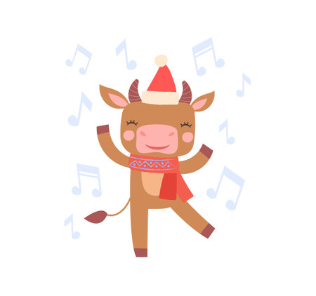 Cow at winter with notesのイラスト素材