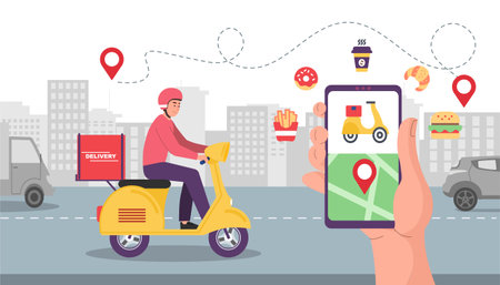 Food delivery service conceptのイラスト素材
