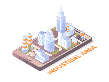 Industrial zone isometricのイラスト素材