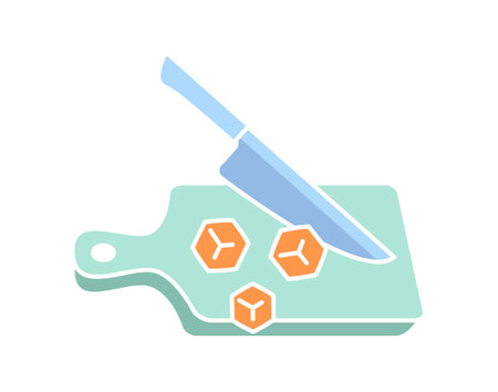 Cutting board with knifeのイラスト素材