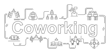 Coworking line bannerのイラスト素材