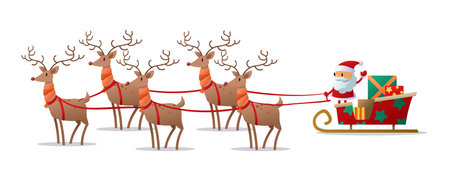 Santa with reindeerのイラスト素材