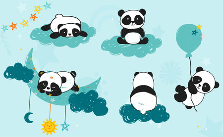 Panda card setのイラスト素材