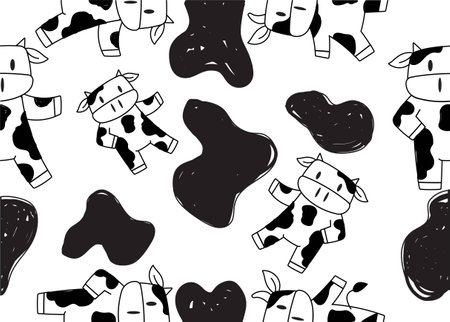 Seamless pattern with cowsのイラスト素材