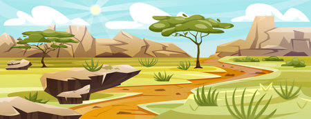 African savannah landscapeのイラスト素材