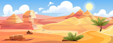 Panorama of Egyptian desertのイラスト素材