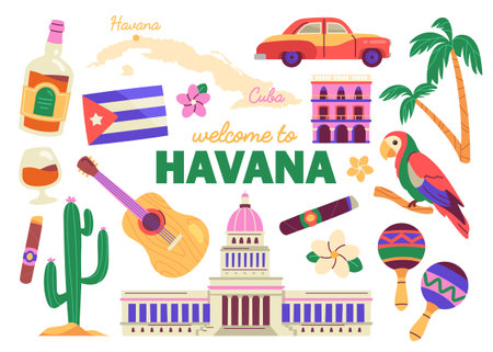 Welcome to havana setのイラスト素材