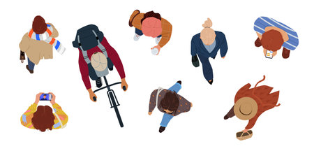 Top view people setのイラスト素材
