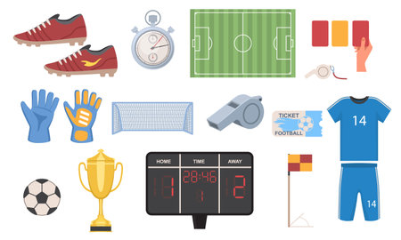 Set of Football match elementsのイラスト素材