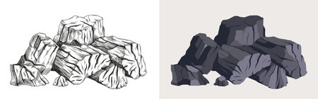 Coal pile hand drawnのイラスト素材