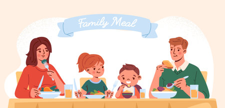 Family meal conceptのイラスト素材