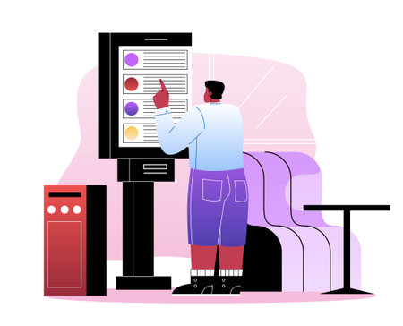 Man with shopping terminalのイラスト素材