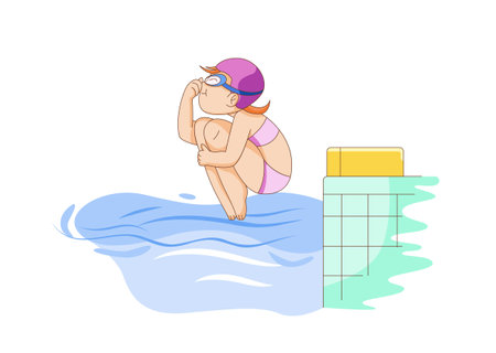 Girl jumping into waterのイラスト素材