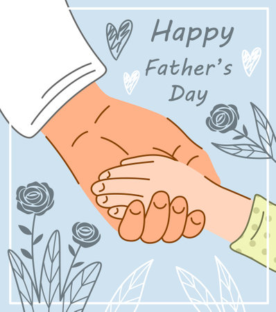 Man holds child by handのイラスト素材