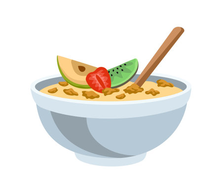 Oatmeal with appleのイラスト素材