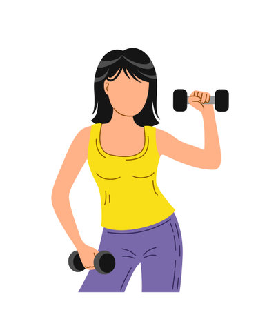 Young girl with dumbbellsのイラスト素材