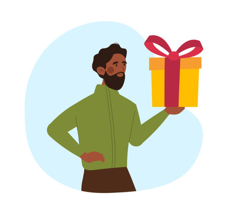Man with gift boxのイラスト素材